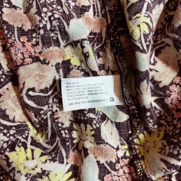 Ava & Viv Boho Floral Slight 3/4 Balloon Sleeve V-Neck Women's Size X - Picture 7 of 7